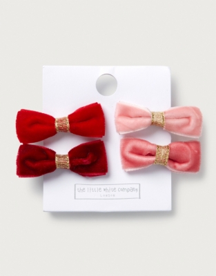 Velvet Bow Hair Clips – Set of 4