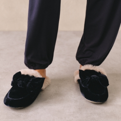Velvet Bow Slider Slipper