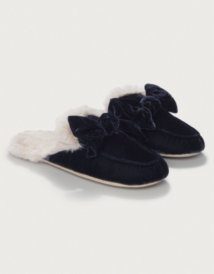 Velvet Bow Slider Slipper
