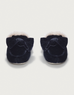 Velvet Bow Slider Slipper