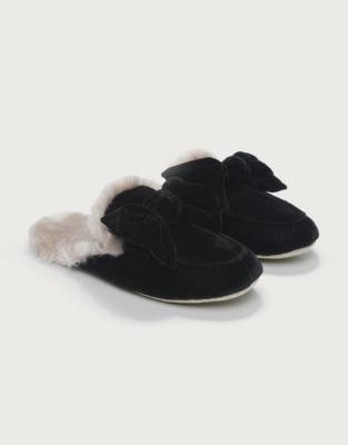 White company 2024 velvet bow slippers