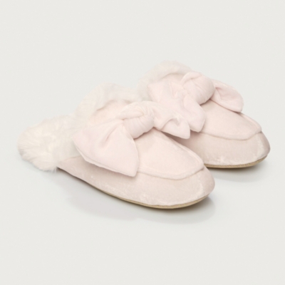 Velvet Bow Slider Slippers