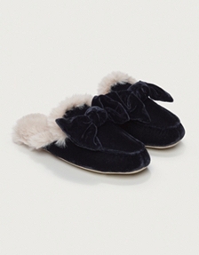 Velvet Bow Slider Slippers