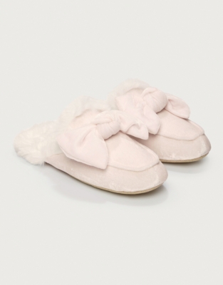 Velvet Bow Slider Slippers