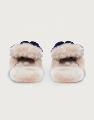 The white company velvet bow slippers hot sale