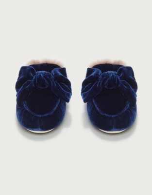 Velvet Bow Slider Slippers