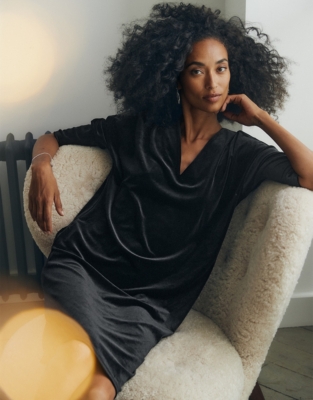 White company deals velvet dress