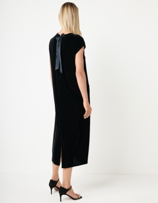 Velvet Extended Shoulder Tie Back Jersey Dress