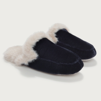 Velvet Faux Fur Slider Slipper