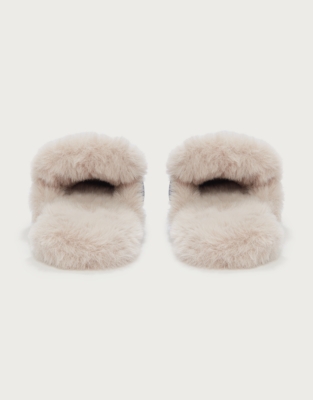 Velvet Faux Fur Slider Slipper