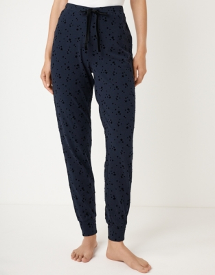 Velvet Flocked Cuffed Pyjama Bottoms