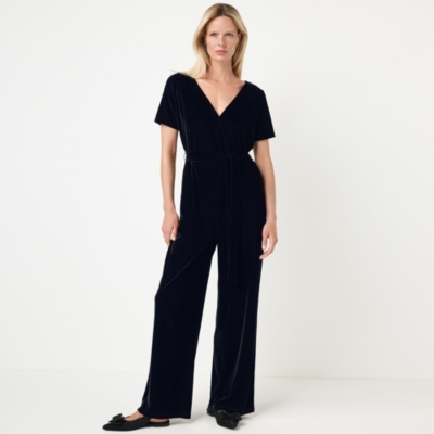 Velvet Jersey Wrap Front Jumpsuit