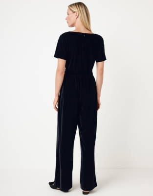 Velvet Jersey Wrap Front Jumpsuit