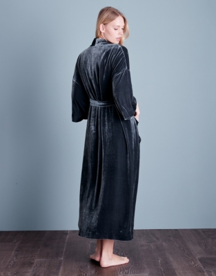 Velvet Kimono Robe with Silk