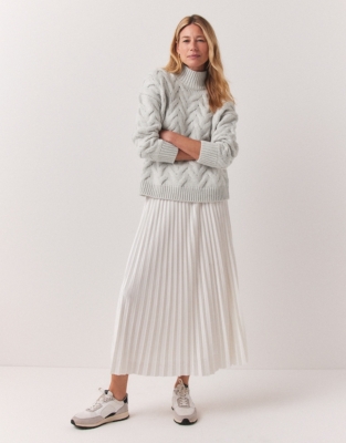 Grey pleated outlet velvet midi skirt