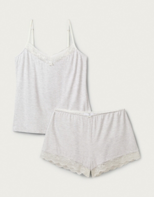 Velvet Strap Lace Trim Pajama Set | Pajamas | The White Company US