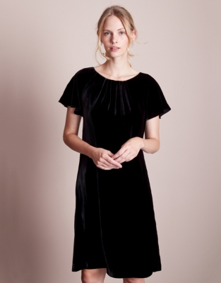 Velvet Swing Dress with Silk | Clothing Sale | The White Company UK