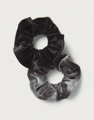 Velvet Trim Detail Scrunchie – Set of 2