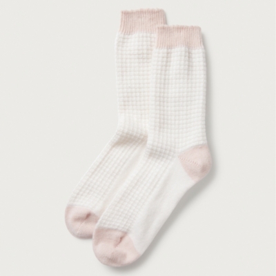 Waffle Colourblock Socks with Cashmere