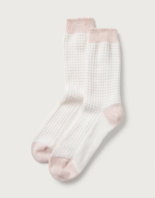 Waffle Colourblock Socks with Cashmere