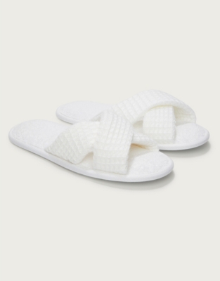 Waffle Toweling Cross-Front Slippers