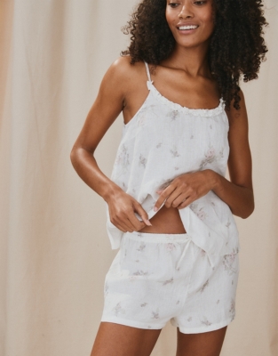 Washed Rose Linen Short Pajama Set