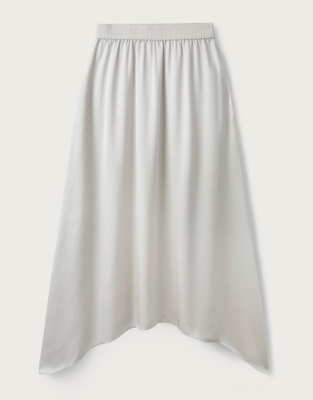 Washed-Satin Dipped-Hem Skirt | Clothing Sale | The White Company UK