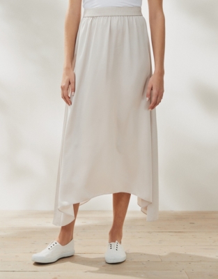 WashedSatin DippedHem Skirt Clothing Sale The White Company UK