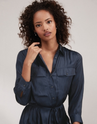 Washed Satin Utility Maxi Dress Clothing Sale The White Company UK