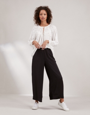 Washed Satin Wide-Leg Cropped Pants | All Clothing Sale | The White ...