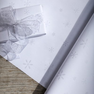 White & Silver Flitter Christmas Wrapping Paper 5M Christmas The