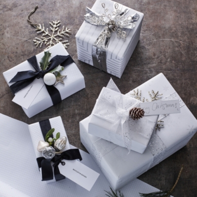 Simple but stylish Christmas gift wrapping with The White Company