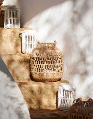 White Bamboo Lantern – Small