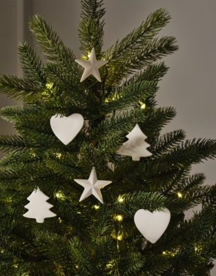 White Ceramic Decorations – Set of 6