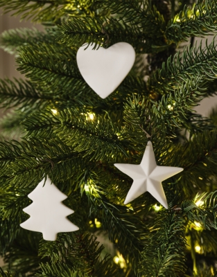 White Ceramic Decorations – Set of 6