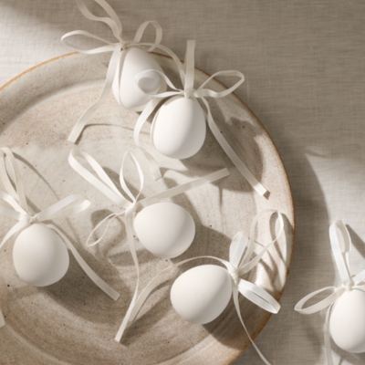 White Ceramic Eggs – Set of 6