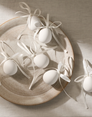 White Ceramic Eggs – Set of 6