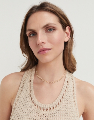 White Chalcedony Fine Beaded Necklace