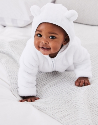 White company hot sale fleece romper