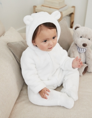 white fleece romper