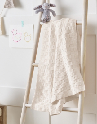 White Knitted Patchwork Blanket