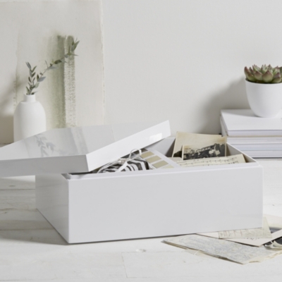 White Lacquer Storage Box Decorative Accessories The White Company UK