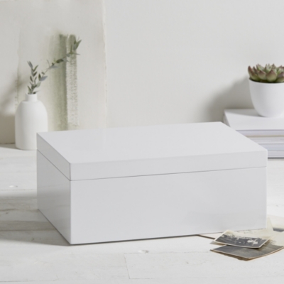 White Lacquer Storage Box Decorative Accessories The White Company UK