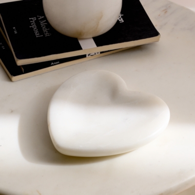 White Marble Heart Dish
