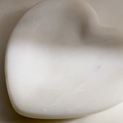 White Marble Heart Dish