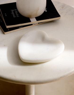 White Marble Heart Dish