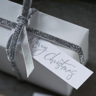 White Merry Christmas Tags Set of 12 Christmas Wrapping Paper