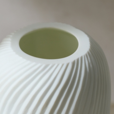White Ribbed Glass Vase
