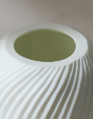 White Ribbed Glass Vase