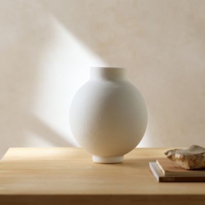 White Round Glass Vase